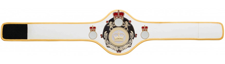 QUEENSBURY PRO LEATHER WHITE CHAMPION CROWN CHAMPIONSHIP BELT QUEEN/B/G/WHTGEM - AVAILABLE IN 10+ COLOURS